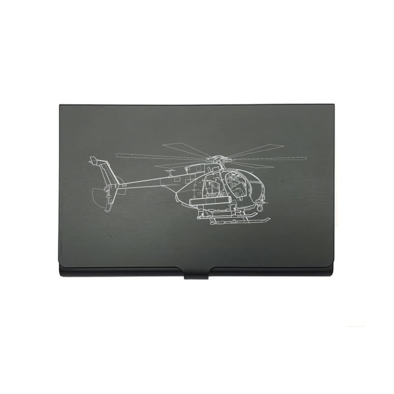 AH6 Littlebird helicopter card Holder digital engraving mockup / engraving preview