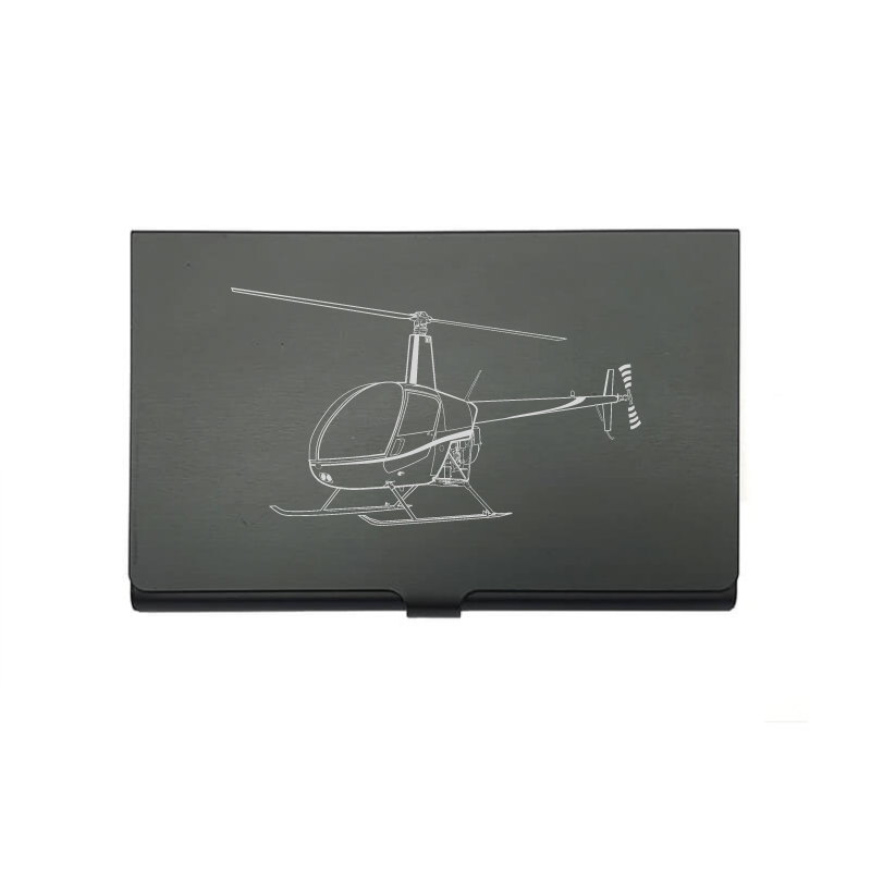 Robinson R22 helicopter card Holder digital engraving mockup / engraving preview