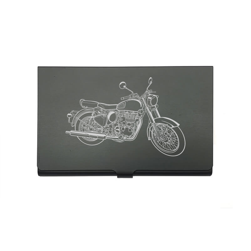 Enfield Classic 500 motorcycle card Holder digital engraving mockup / engraving preview