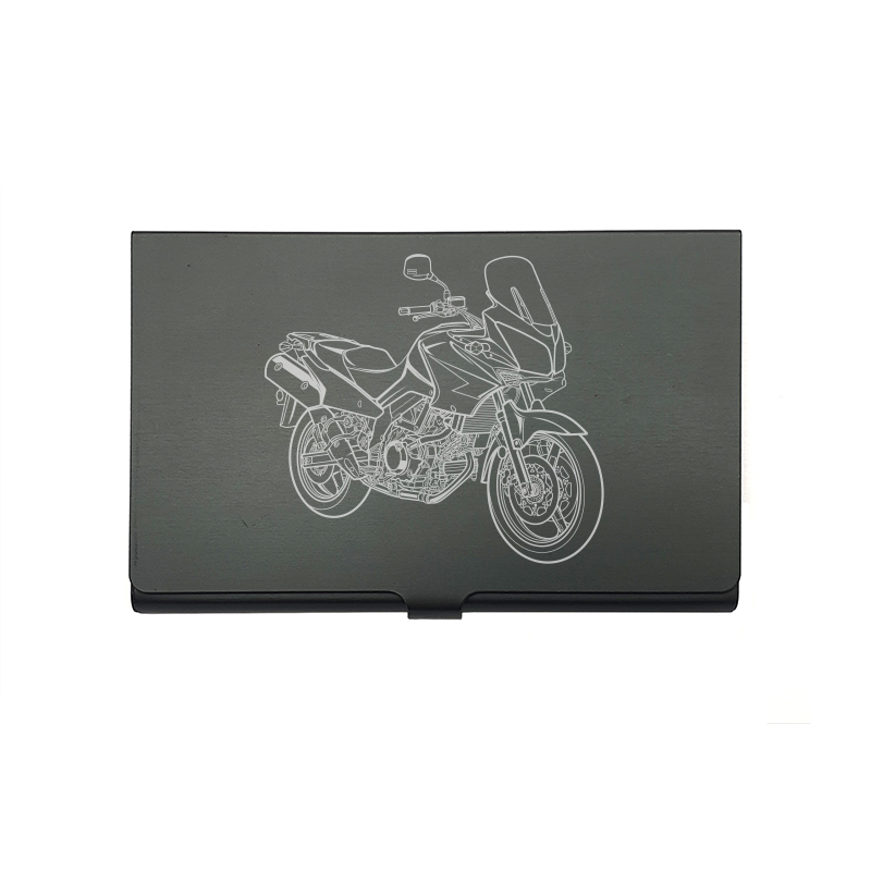 Suz DL650 V Strom motorcycle card Holder digital engraving mockup / engraving preview
