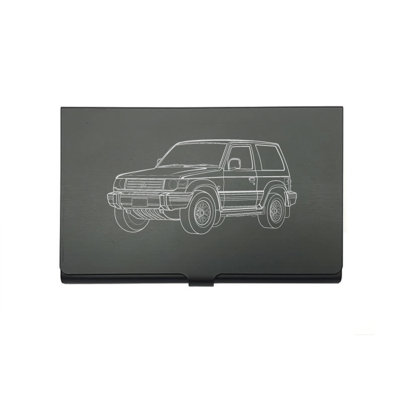 Mitibishi Pajero Shogun card Holder digital engraving mockup / engraving preview