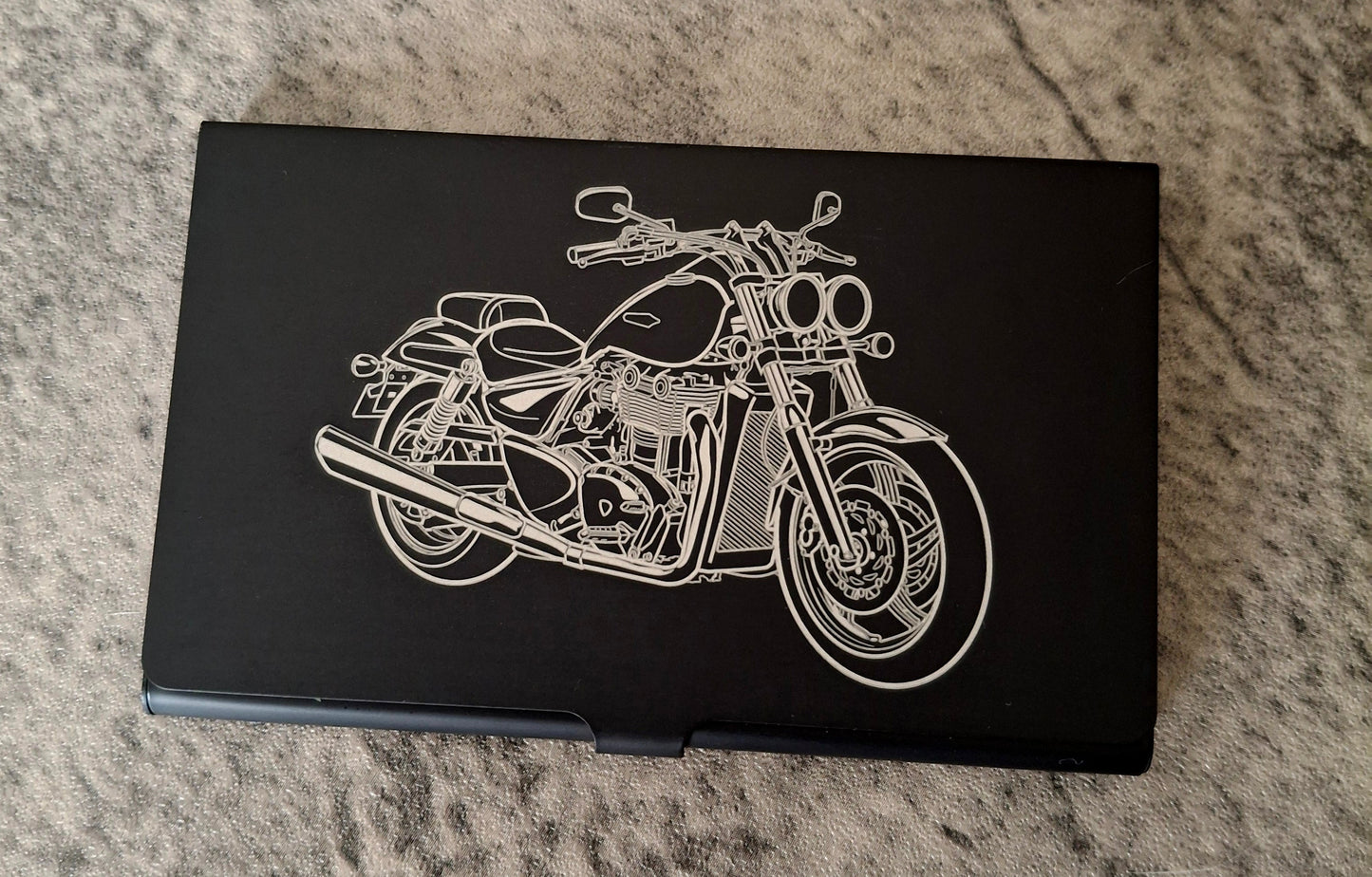 TRI Thunderbird Motorcycle on Black Aluminium Card Holder