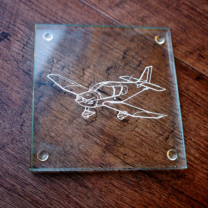 Robin DR400 aircraft square glass coaster