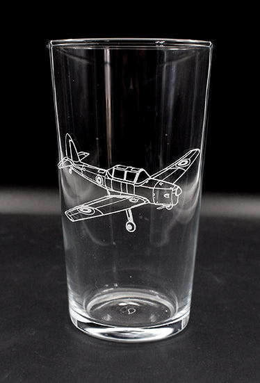 Beer Glass engraved Chipmunk Aircraft artwork