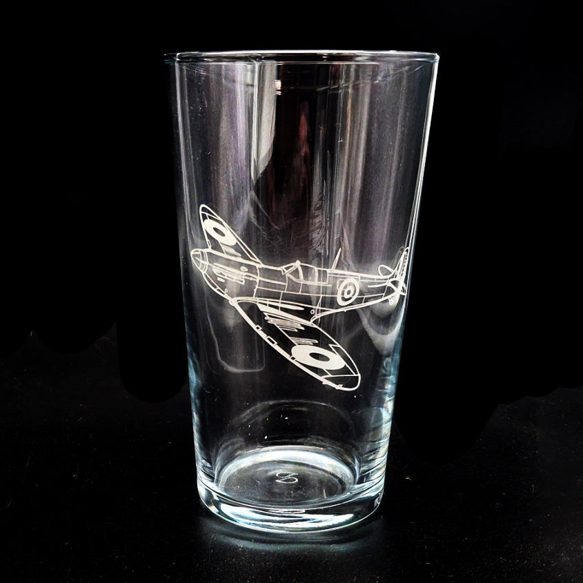 Supermarine Spitfire aircraft beer Glass