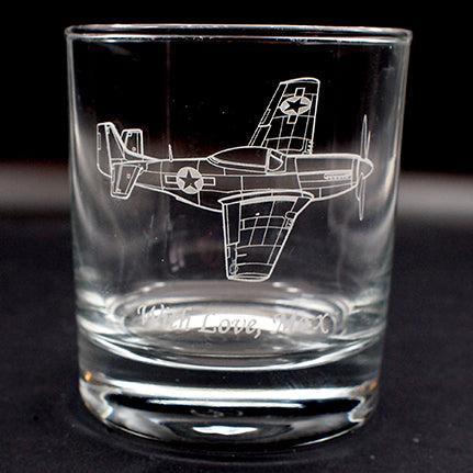 Personalised World war 2 P51 Mustang Aircraft Glass tumbler