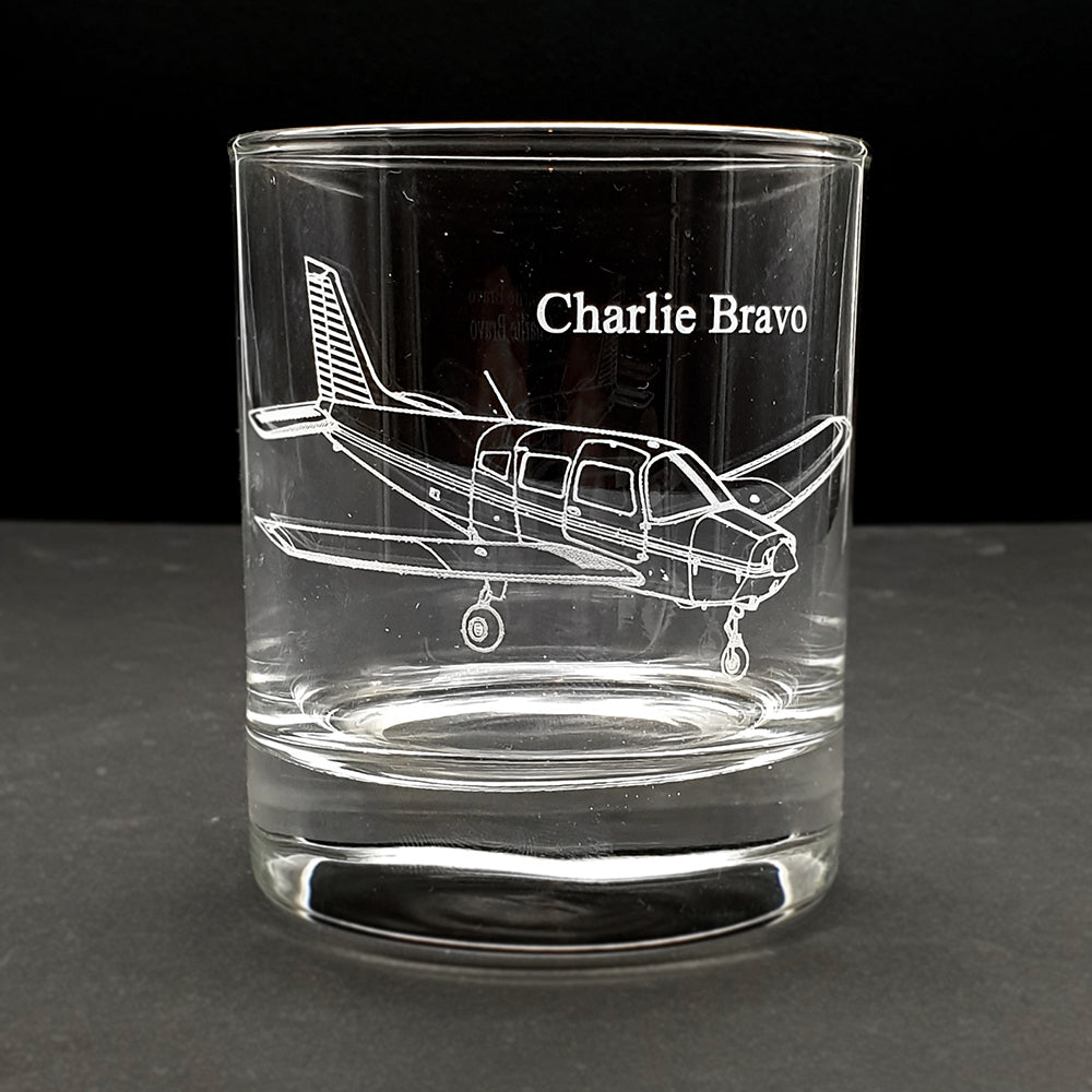 Piper PA28 Aircraft design engraved on classic tumbler with the text above 'Charlie Bravo'
