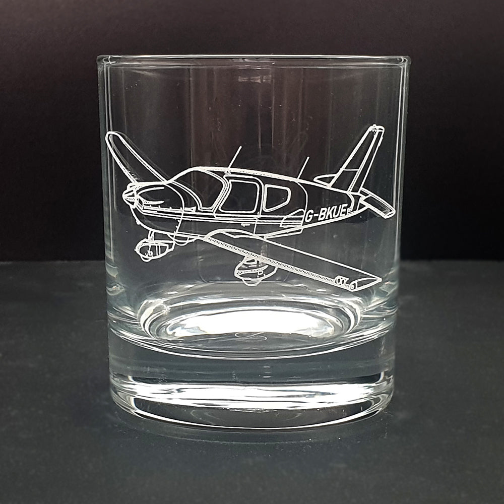 Personalised Socata TB9 artwork with callsign on the side engraved on a classic glass tumbler