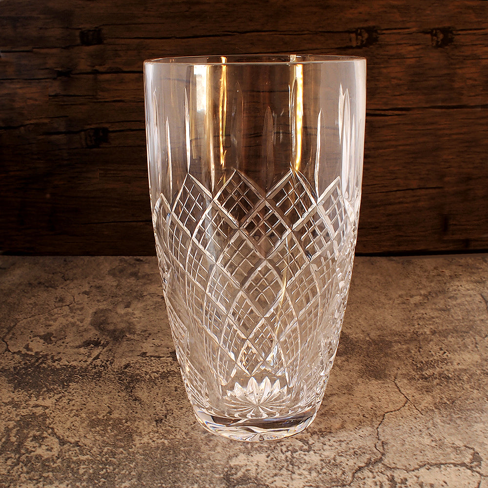Solitaire Hand Cut 24% Lead Crystal Glass Trophy Vase