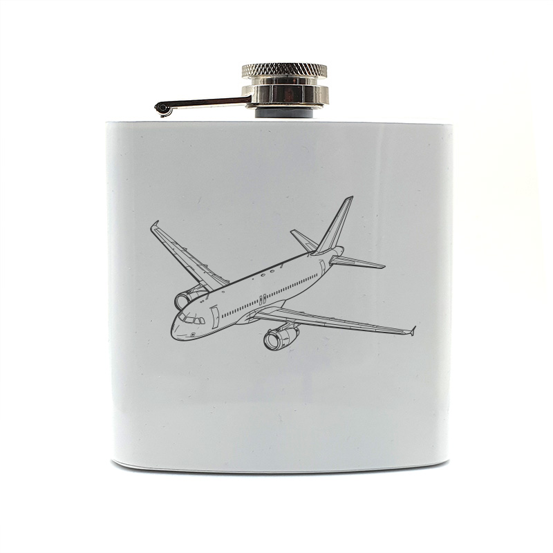 airbus a320 aircraft hip flask – digital engraving mockup / engraving preview