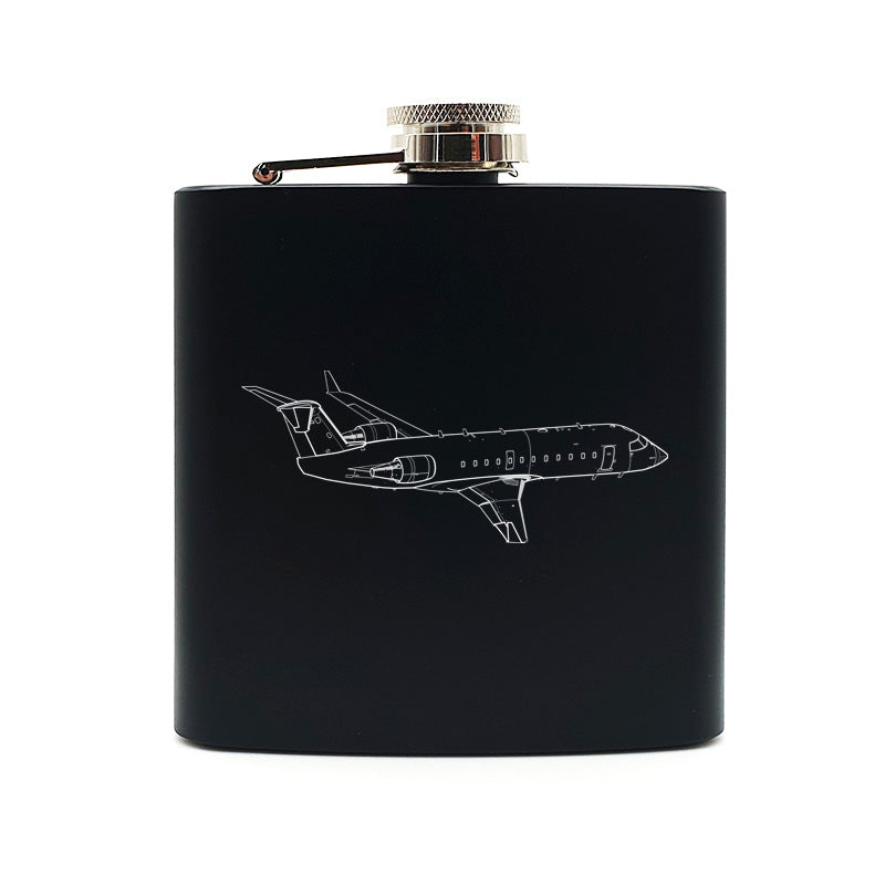 bombardier crj 100 aircraft hip flask – digital engraving mockup / engraving preview