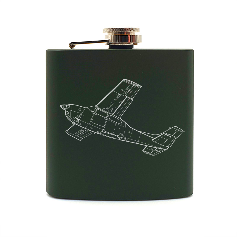 Cessna 210 centurion aircraft hip flask – digital engraving mockup / engraving preview