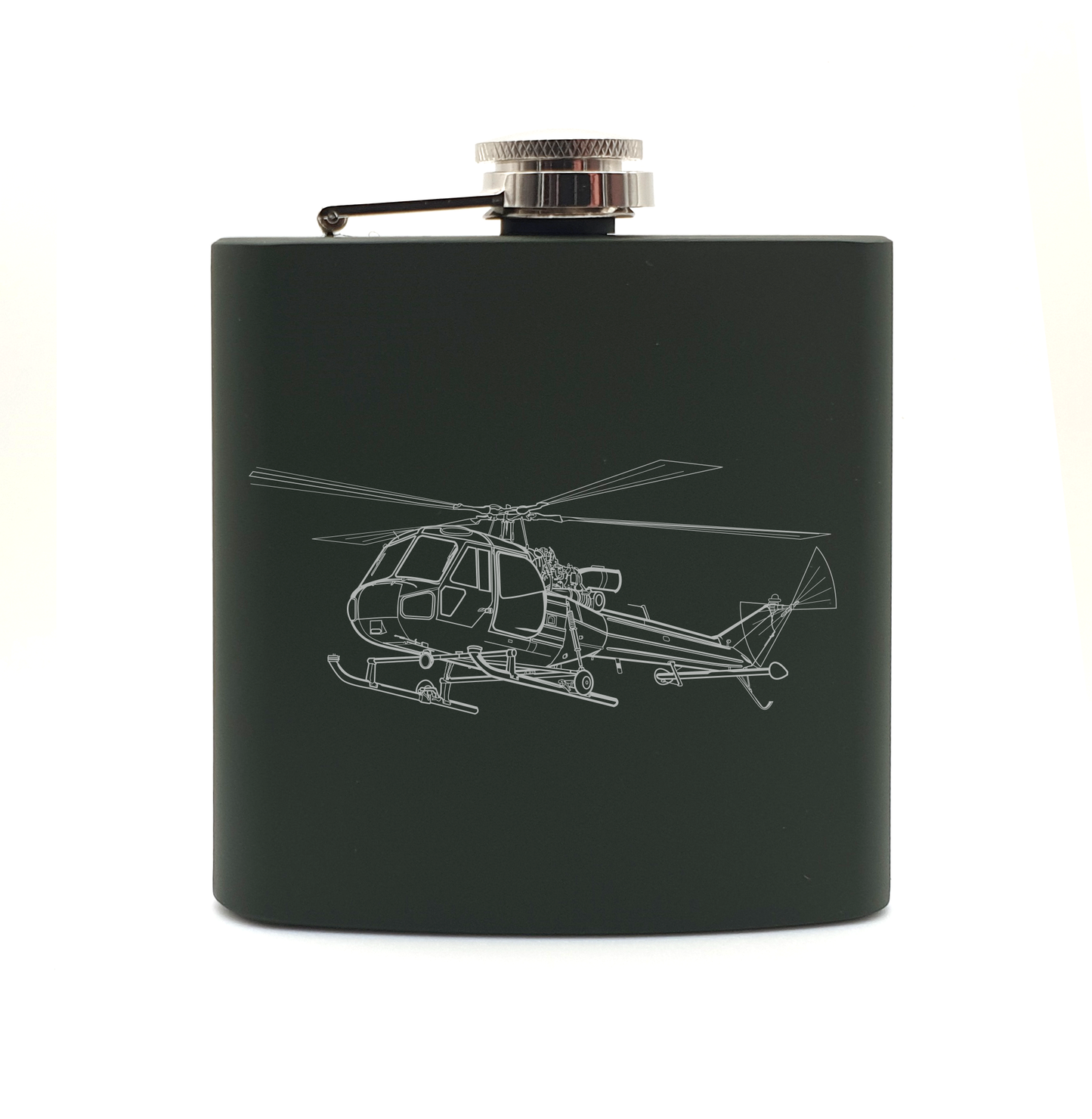 westland scout helicopter hip flask – digital engraving mockup / engraving preview