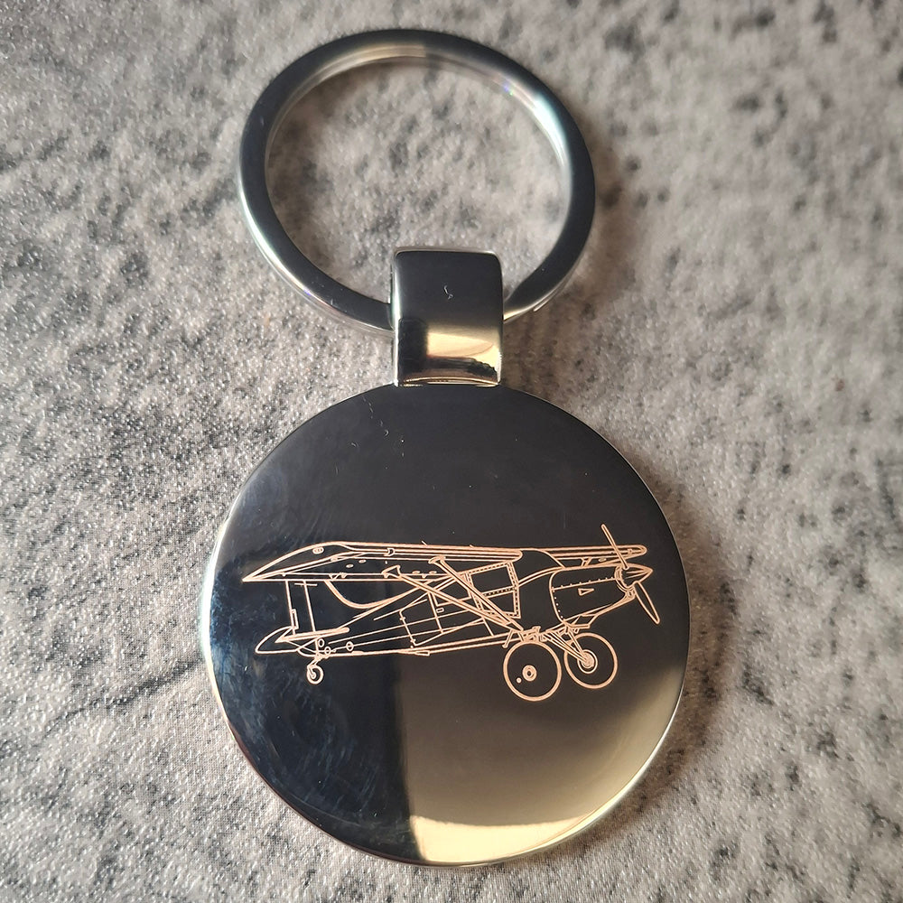Round Keyring engraved with our Maule STOL Aircraft artwork