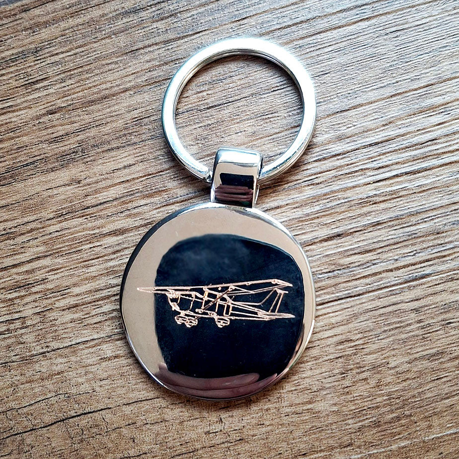 Cessna 172 Aircraft Artwork engraved on a round metal keyring