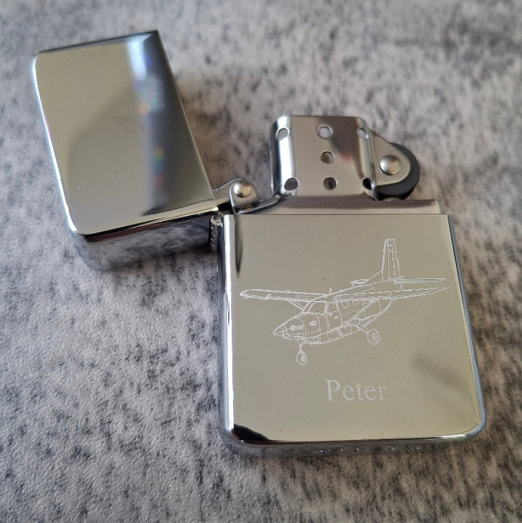 Daher Kodiak Aircraft engraved on personalised Chrome lighter