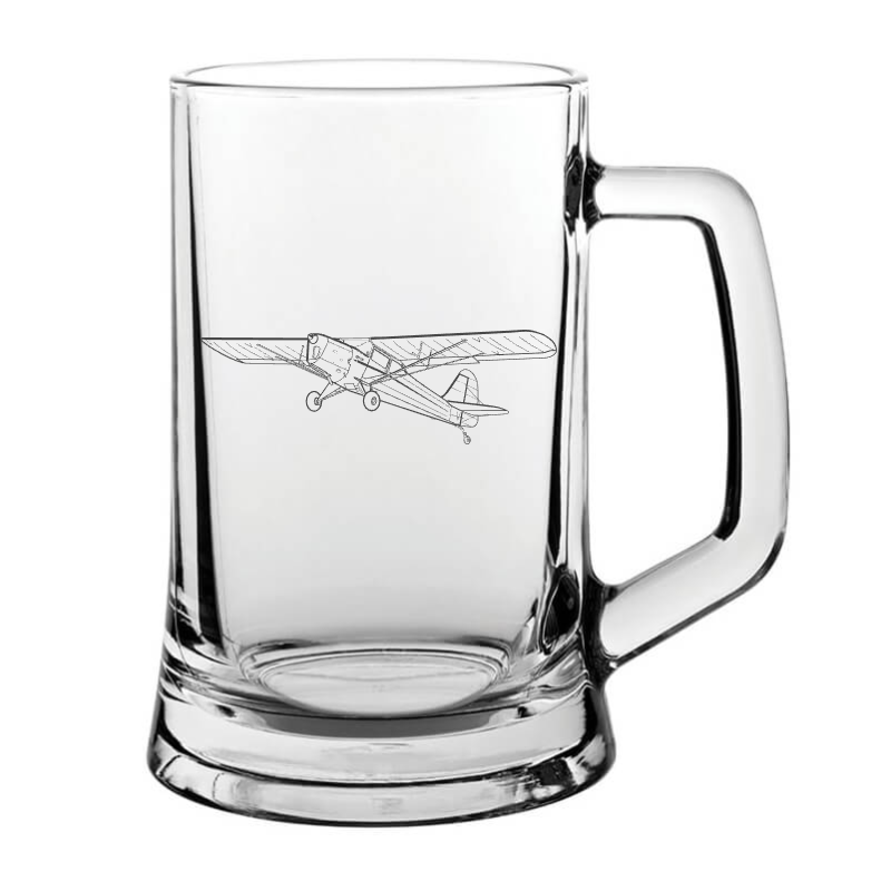 Auster J Series Aircraft glass tankard – digital engraving mockup / engraving