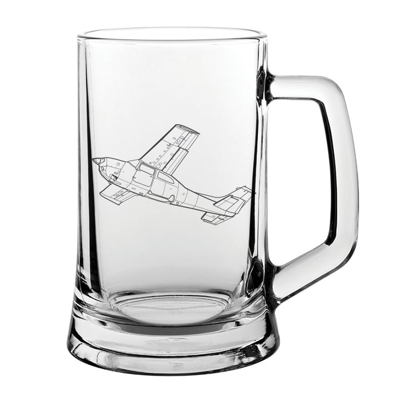 Cessna 210 Centurion aircraft Glass Tankard – digital engraving mockup / engraving