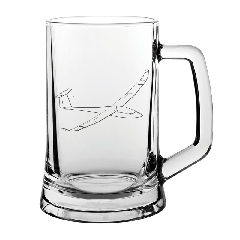 Discus Glider glass tankard – digital engraving mockup / engraving