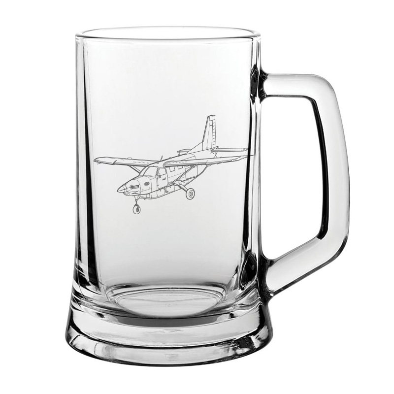 Quest Kodiak aircraft glass tankard – digital engraving mockup / engraving