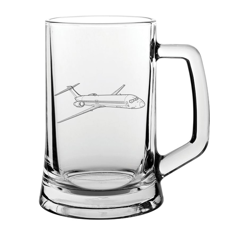 Boeing 717 aircraft glass tankard – digital engraving mockup / engraving