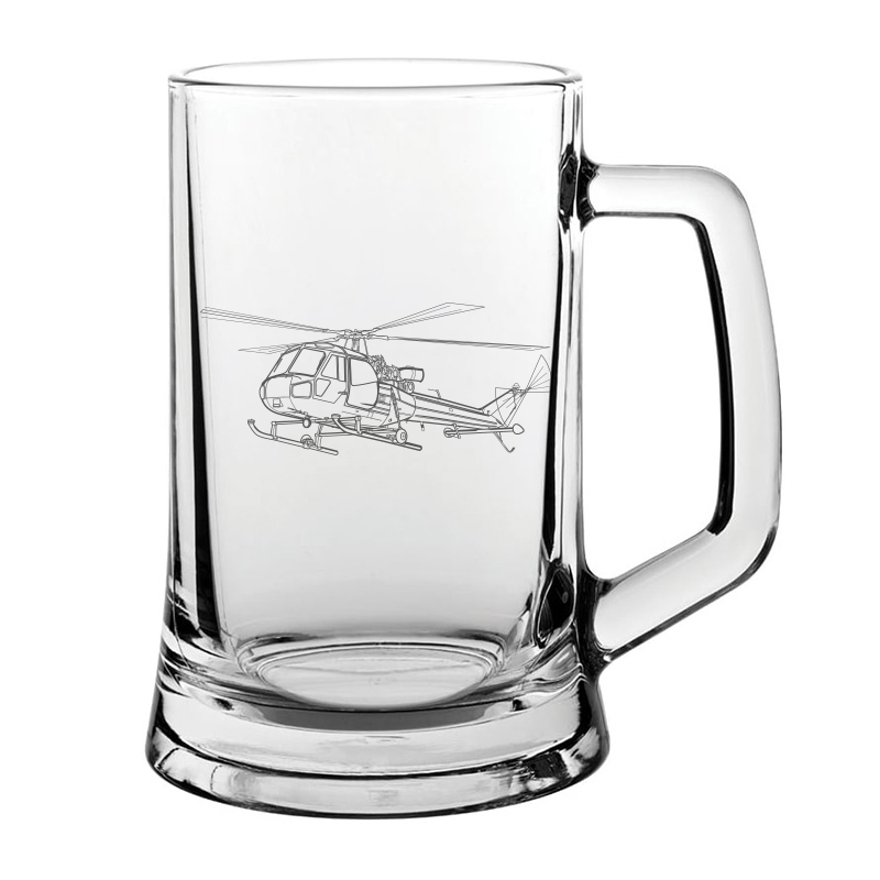 Westland scout helicopter glass tankard – digital engraving mockup / engraving