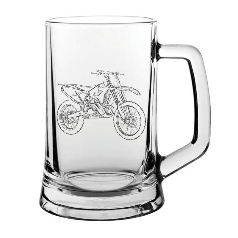 Yam YZ250 motocross bike glass tankard – digital engraving mockup / engraving preview
