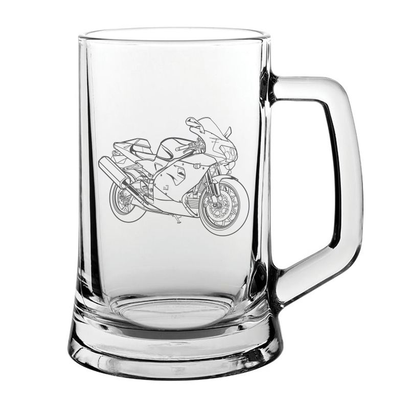 RSV Mille motorcycle glass tankard – digital engraving mockup / engraving