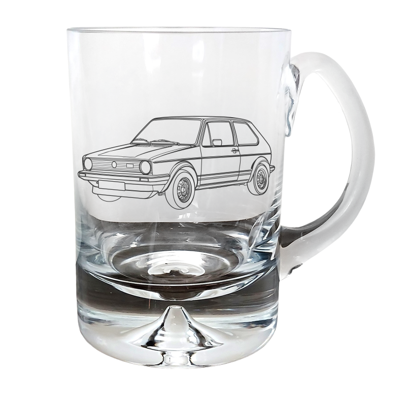golf gti glass tankard – digital engraving mockup / engraving