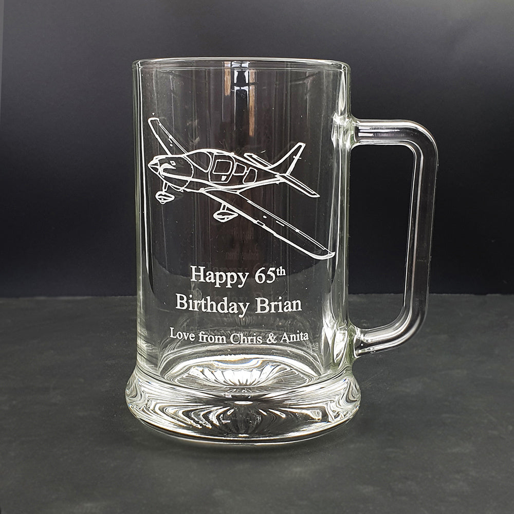 Cessna Columbia 350 aircraft on a personalised 65th Birthday tankard
