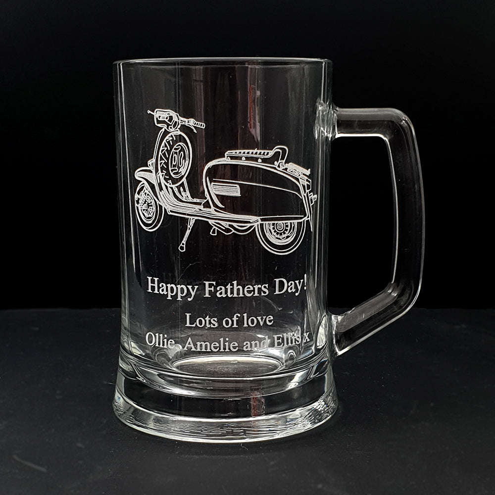 Fathers day tankard engraved with our Lambretta scooter artwork
