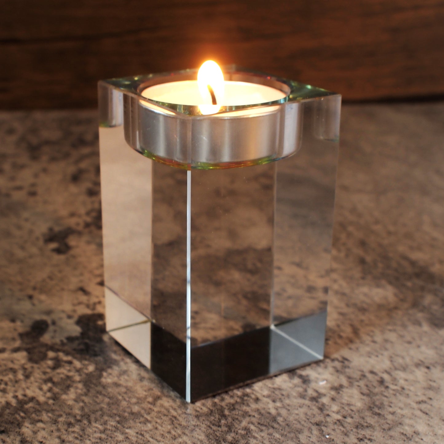 Personalised Optic Glass Tealight Candle Holder