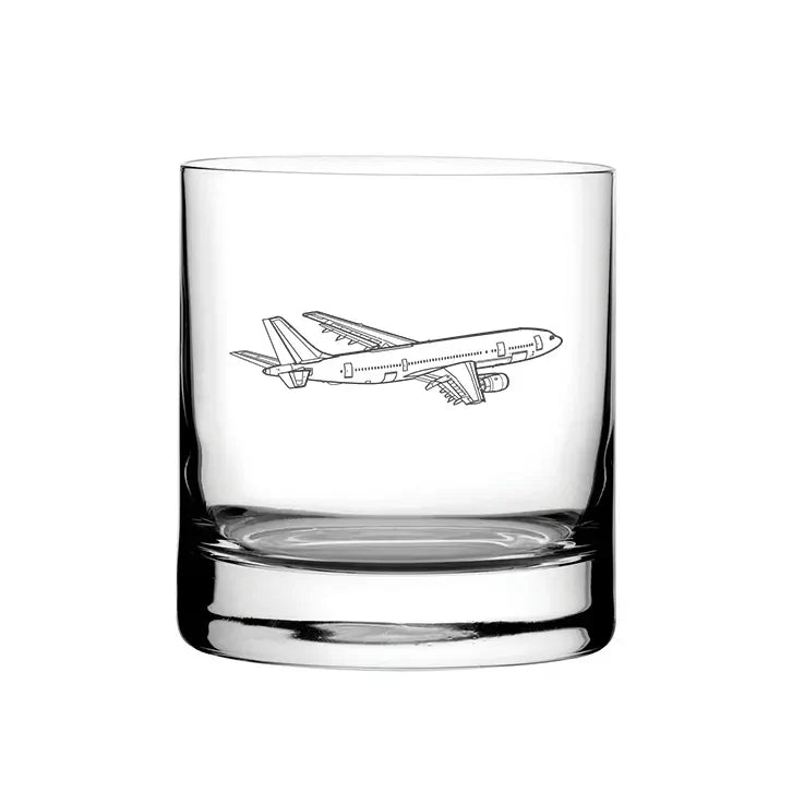 Airbus A300 Aircraft glass tumbler – digital engraving mockup / engraving preview