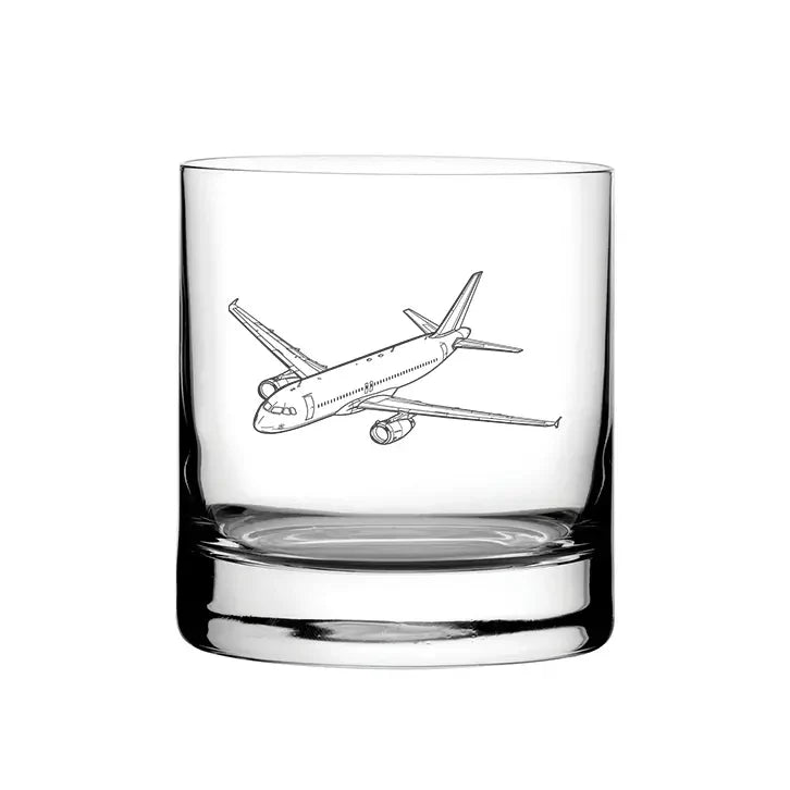 Airbus A320 Aircraft glass tumbler – digital engraving mockup / engraving preview