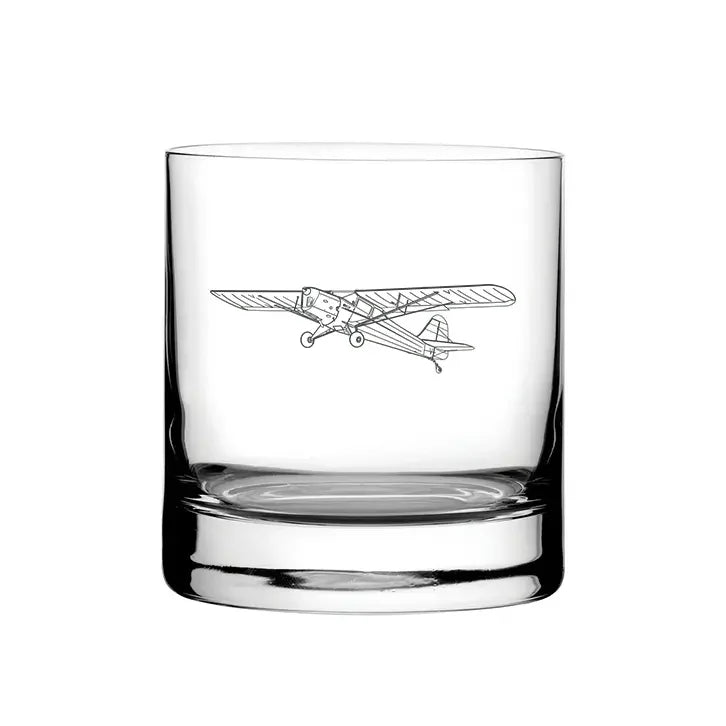 Auster J Series Aircraft glass tumbler – digital engraving mockup / engraving preview