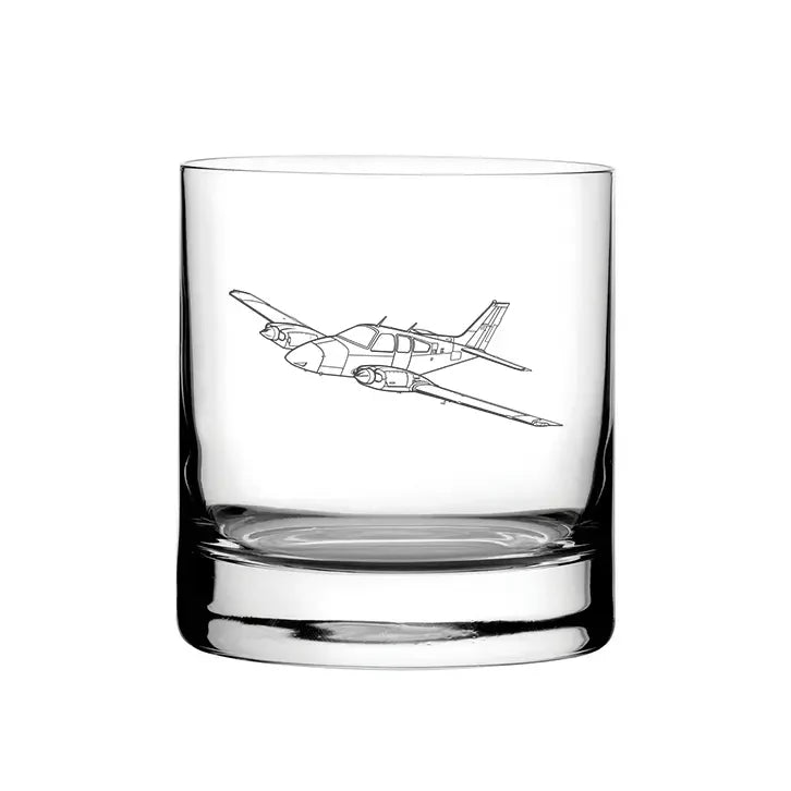 Beechcraft Baron Aircraft glass tumbler – digital engraving mockup / engraving preview