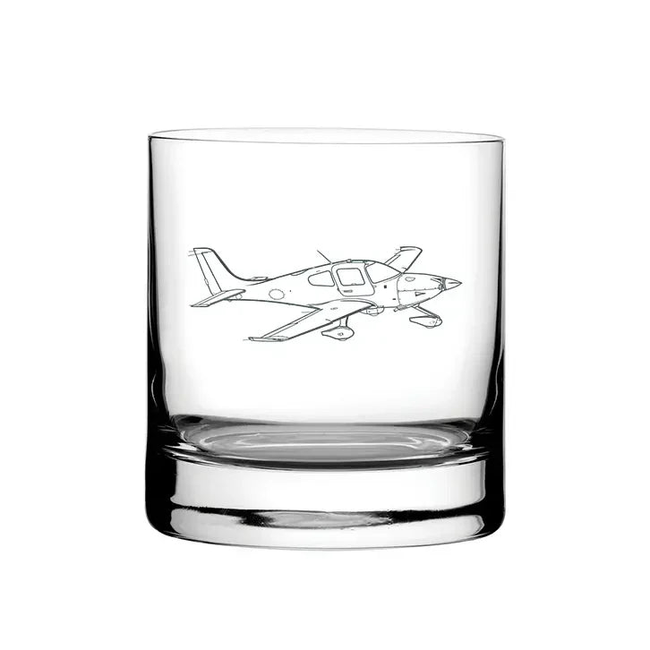 Cirrus SR20 Aircraft glass tumbler – digital engraving mockup / engraving preview