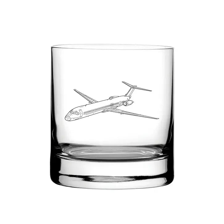 McDonnell Douglas MD80 Aircraft glass tumbler – digital engraving mockup / engraving preview