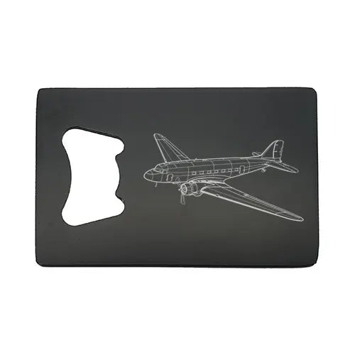 vintage Douglas DC 3 aircraft Bottle opener – digital engraving mockup / engraving