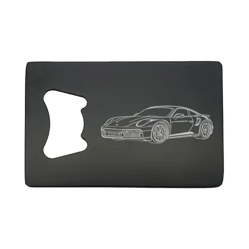 911 car Bottle opener – digital engraving mockup / engraving preview