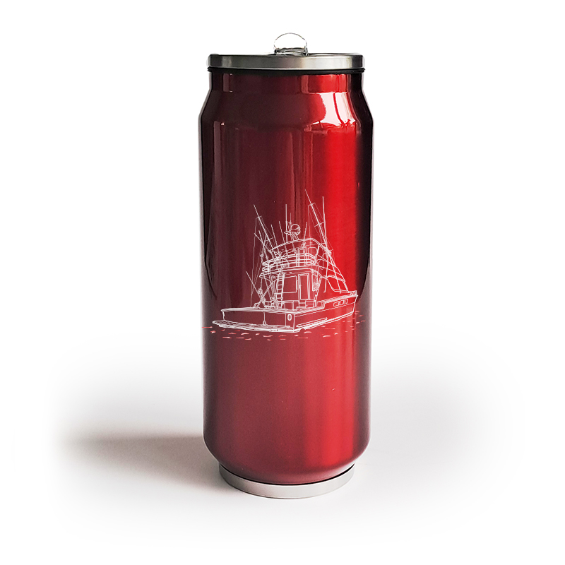fishing yacht bottle digital engraving mockup / engraving preview