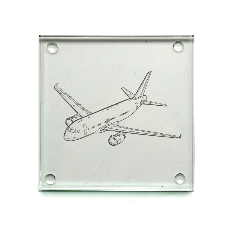 airbus a320 aircraft drinks coaster digital engraving mockup / engraving preview