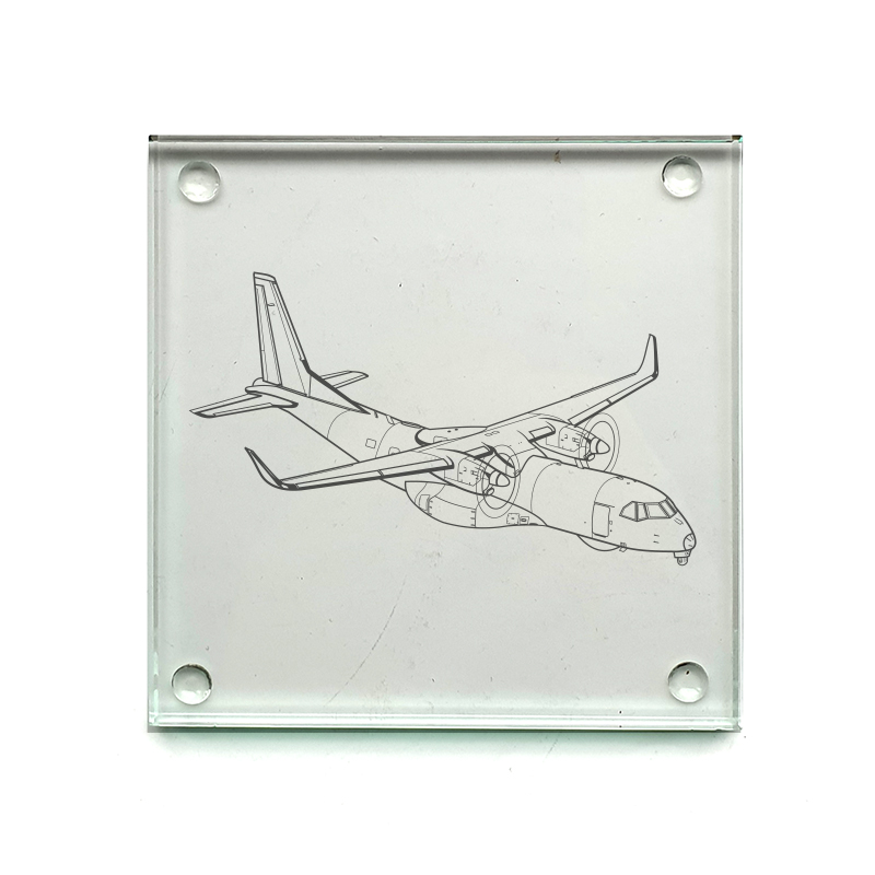 airbus c295 aircraft drinks coaster digital engraving mockup / engraving preview