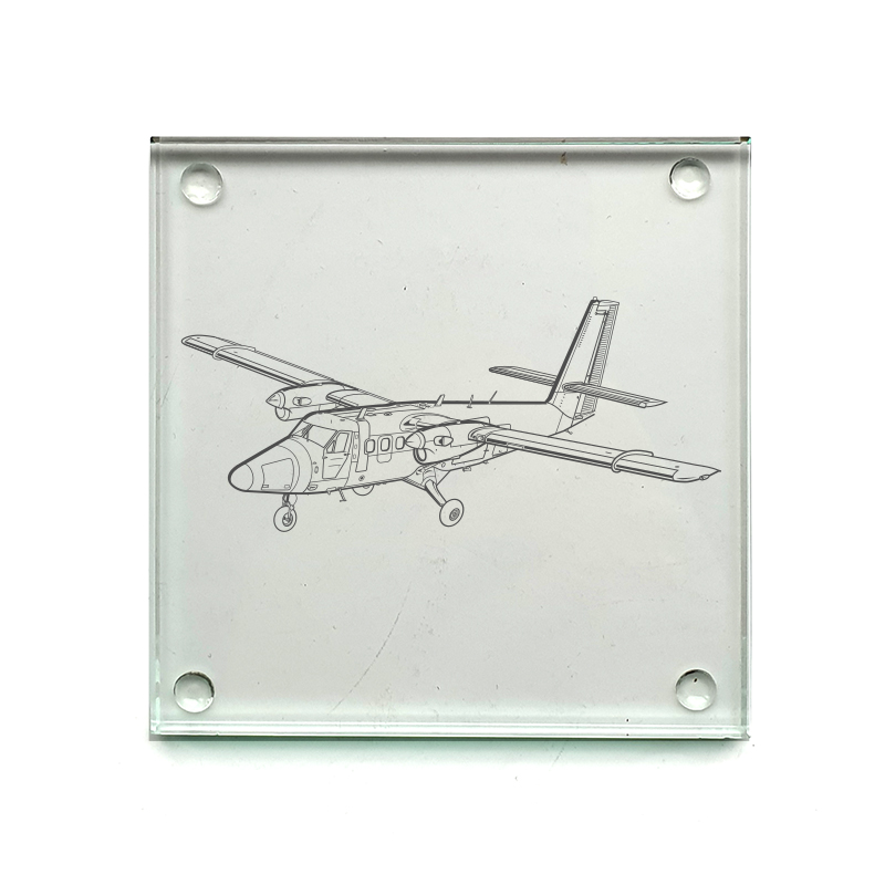 de havilland canada dhc 6 twin otter aircraft drinks coaster digital engraving mockup / engraving preview