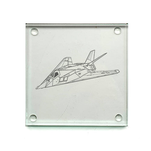 f117 nighthawk aircraft drinks coaster digital engraving mockup / engraving preview