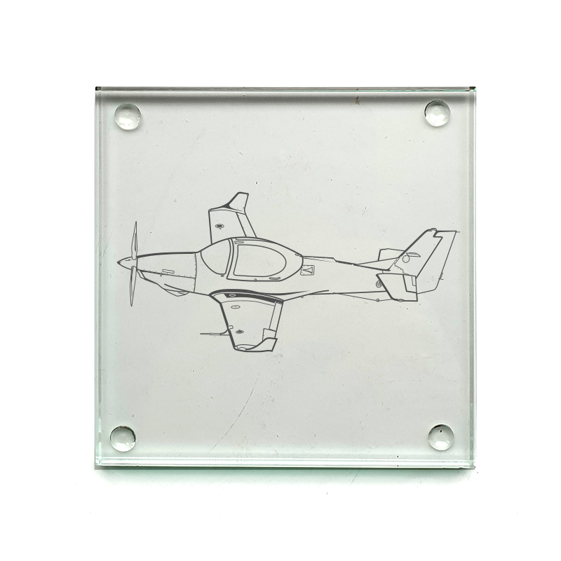 grob 120t aircraft drinks coaster digital engraving mockup / engraving preview