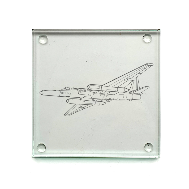 lockheed u2 aircraft drinks coaster digital engraving mockup / engraving preview
