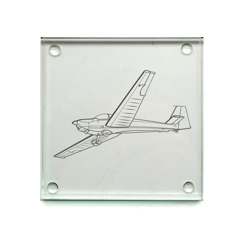 sf25c falke motorglider aircraft drinks coaster digital engraving mockup / engraving preview