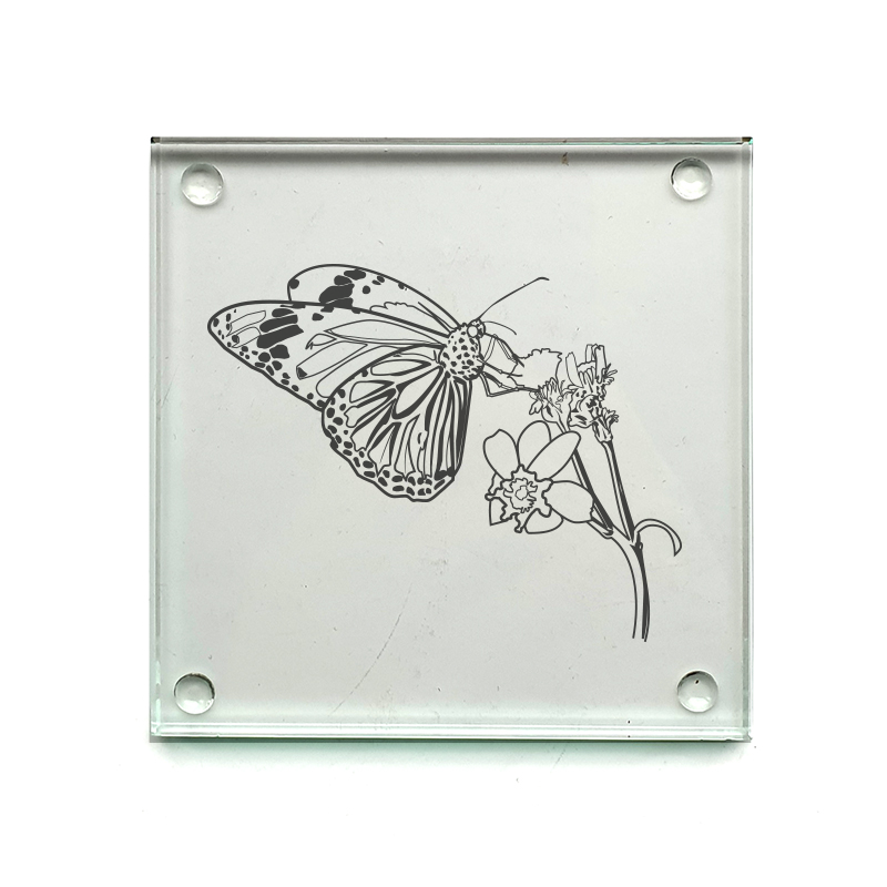 butterfly animal drinks coaster digital engraving mockup / engraving preview