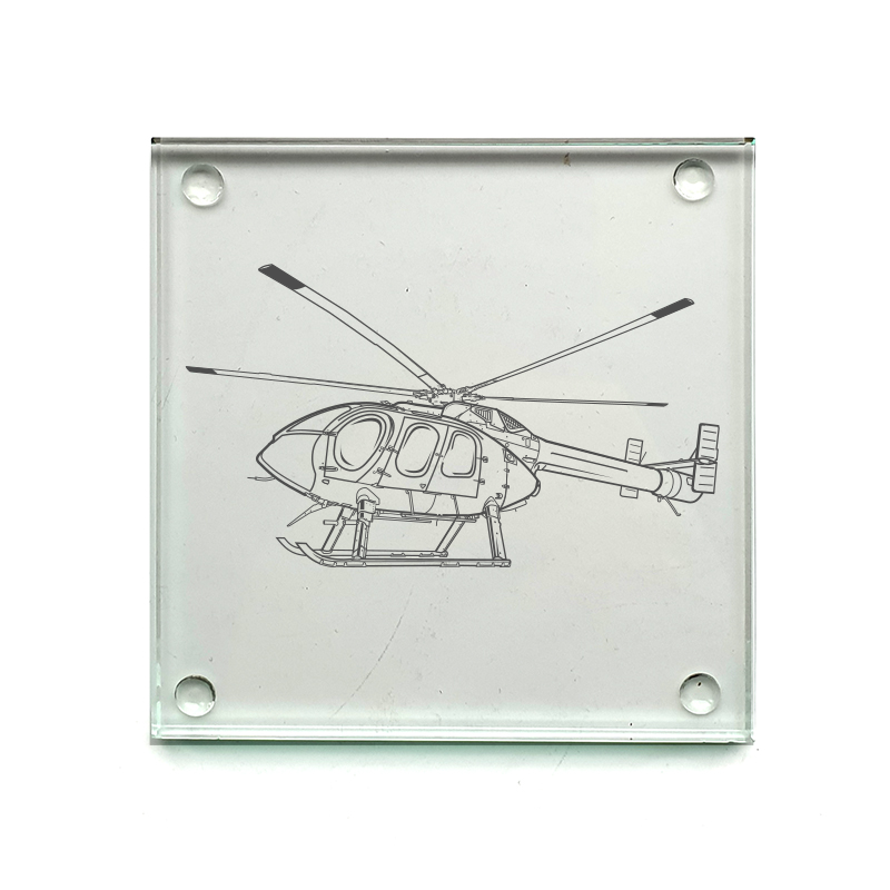 md600n helicopter helicopter drinks coaster digital engraving mockup / engraving preview